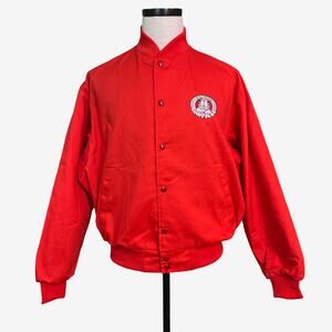 Vintage Swingster Garfield Jacket Red Snap Front USA Made Cotton Poly M
